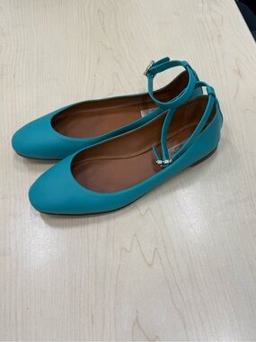 Valentino Ankle-Strap Flat Ballet Shoe in Teal